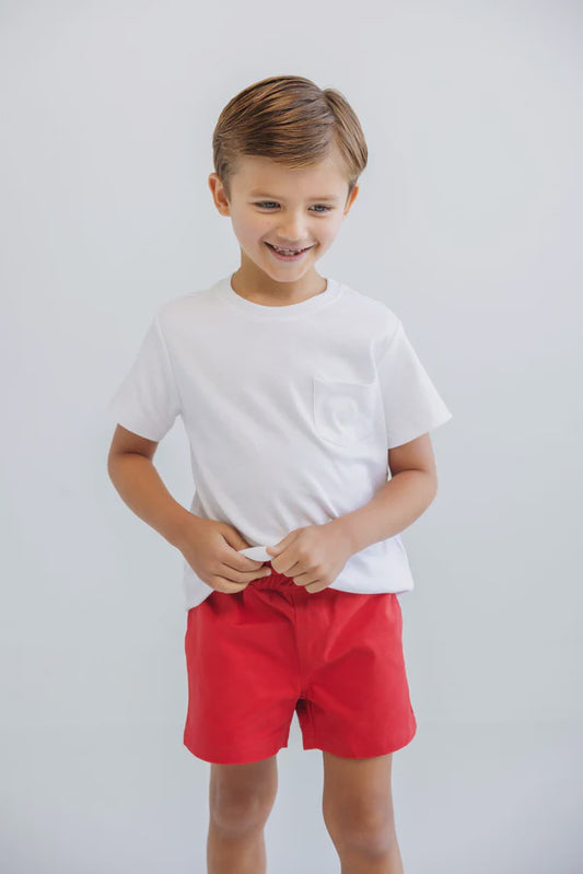 CHILDRENS WHITE CARTER POCKET TEE
