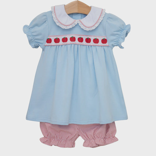 CHILDRENS APPLE RIBBON BLOOMER SET