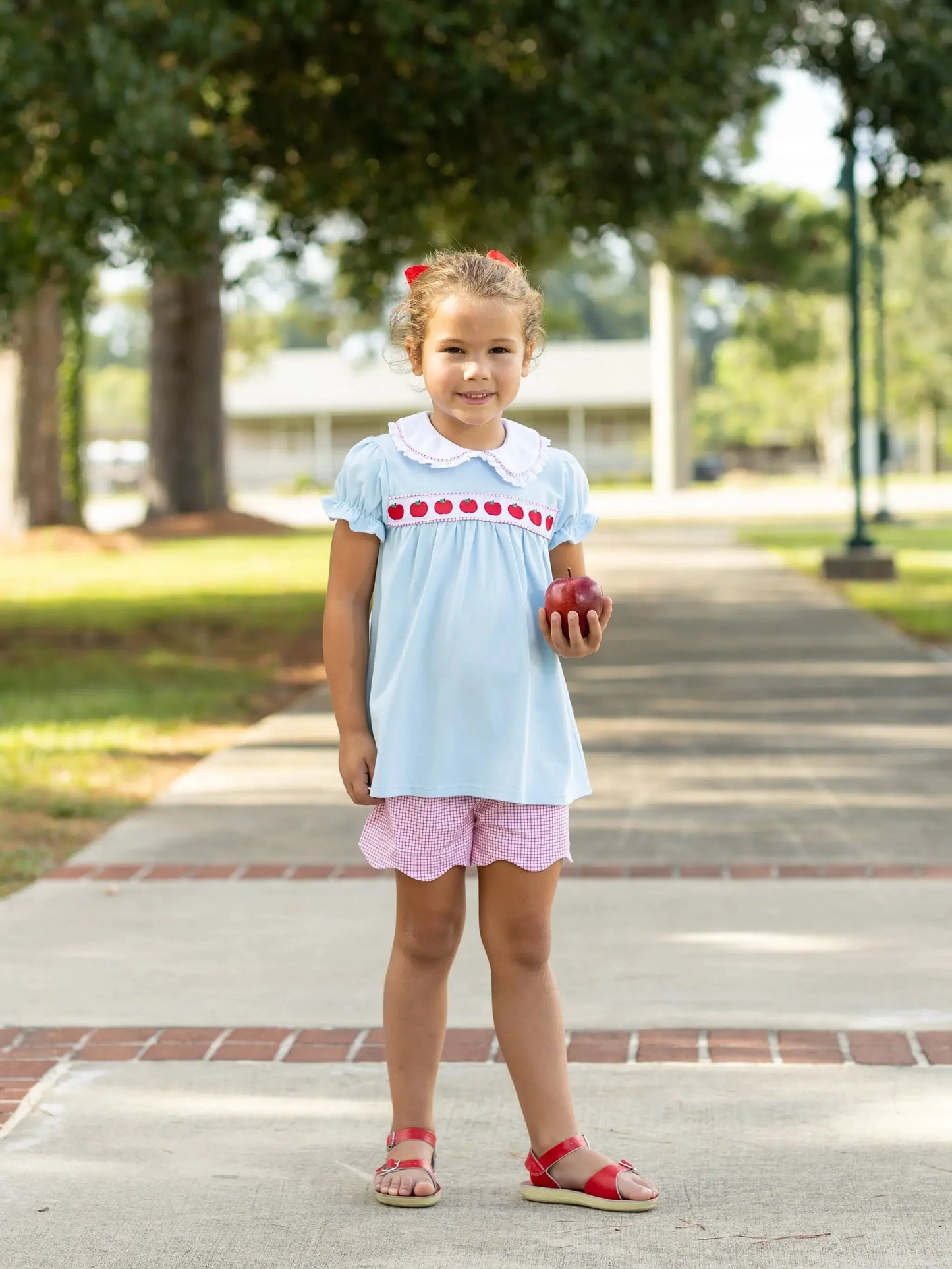 CHILDRENS APPLE RIBBON SHORT SET