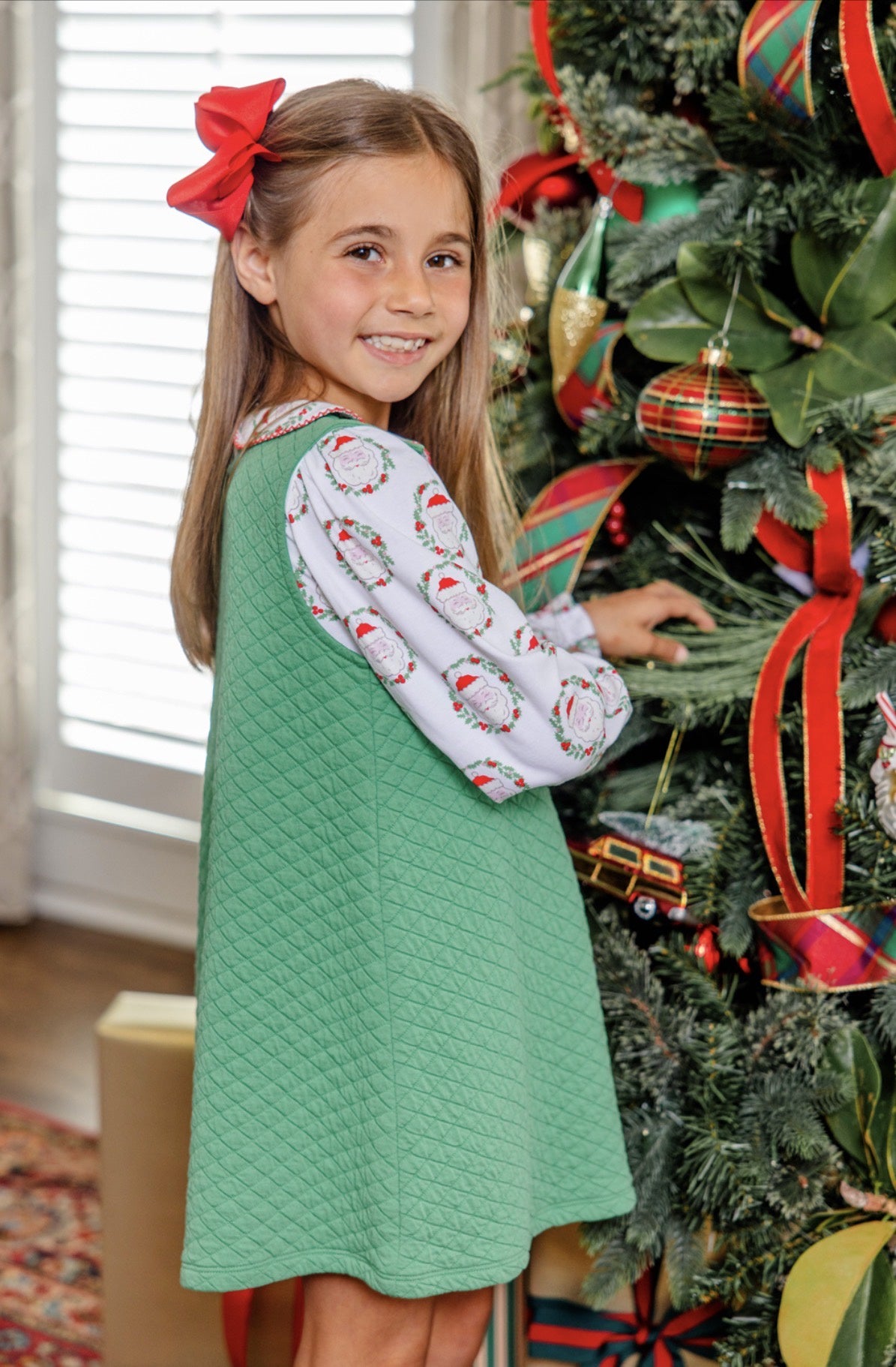 CHILDRENS GREEN QUILTED JULIET JUMPER
