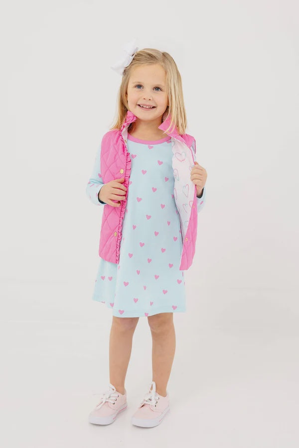 CHILDRENS LS POLLY DRESS IN HEART EYES