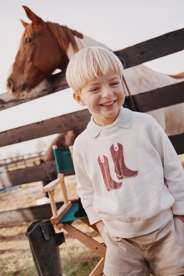 CHILDRENS COWBOY BOOT INTARSIA SWEATER