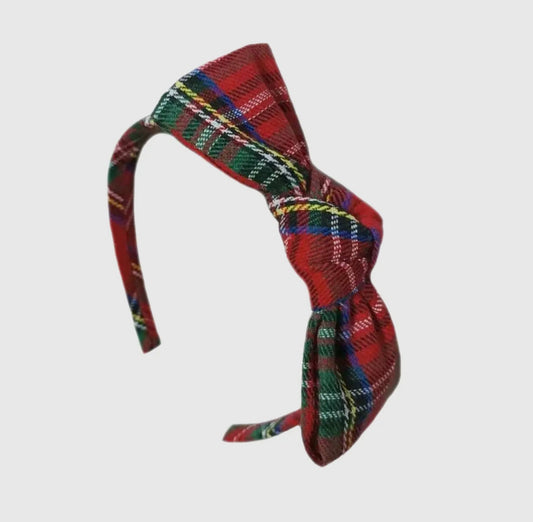 Childrens Plaid Bow Headband