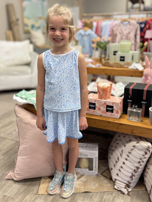 CHILDRENS BLUE FLORAL ACTIVE SET