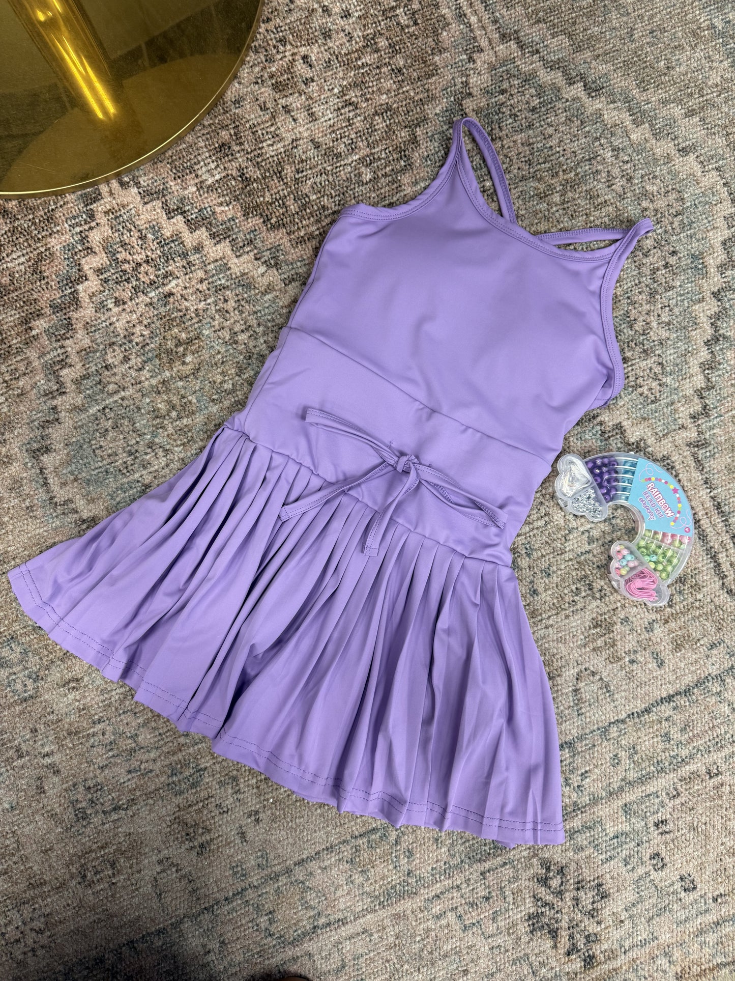CHILDRENS LAVENDER PLEATED ATHLETIC DRESS