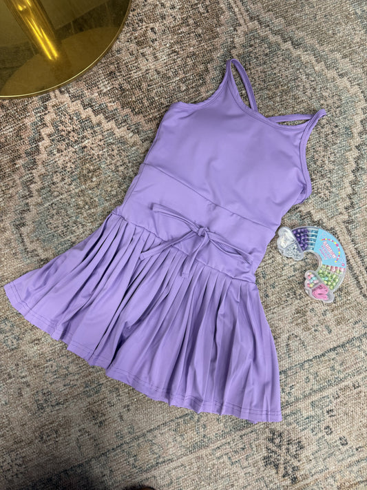 CHILDRENS LAVENDER PLEATED ATHLETIC DRESS