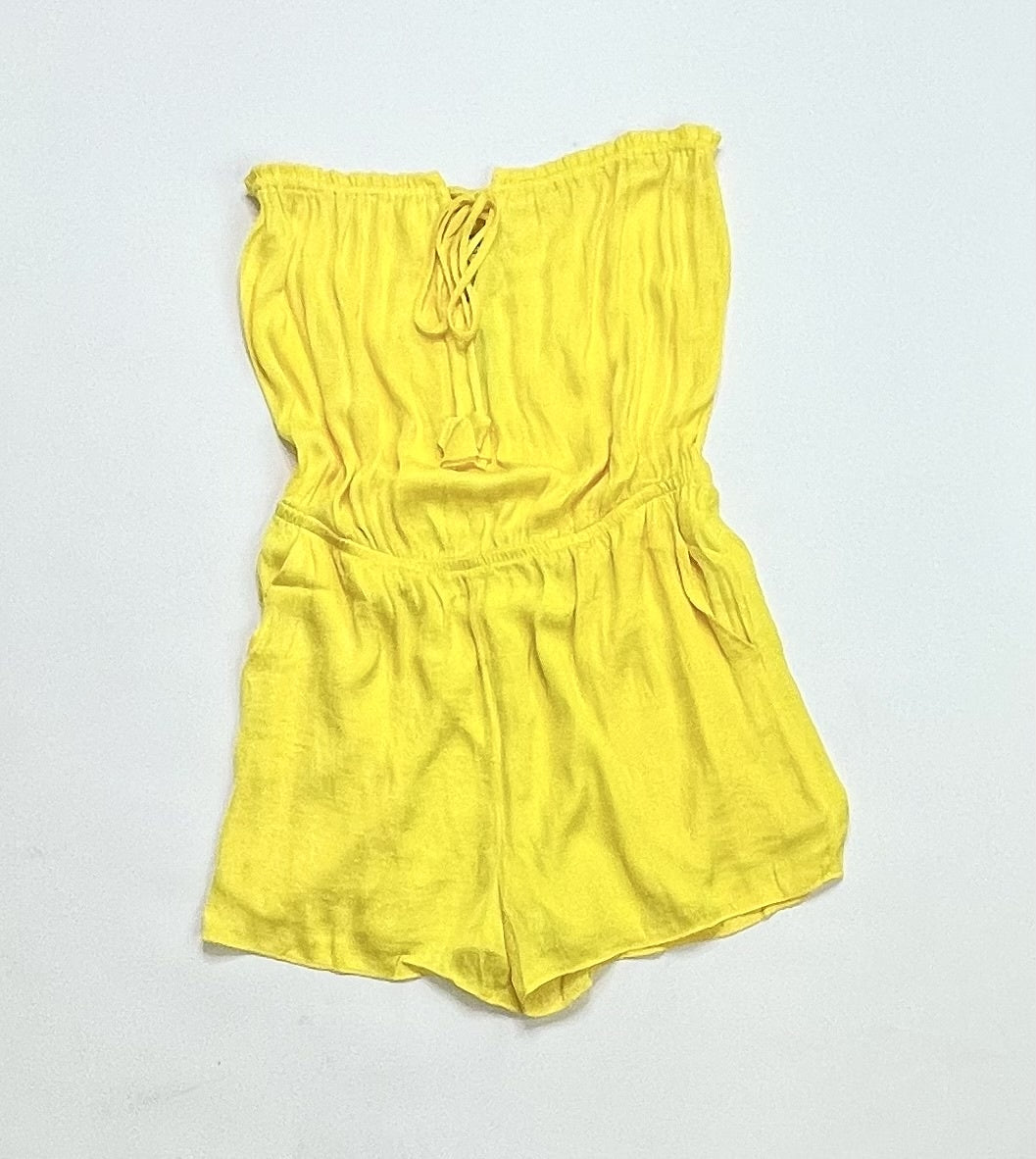 WOMENS STRAPLESS ROMPER IN YELLOW