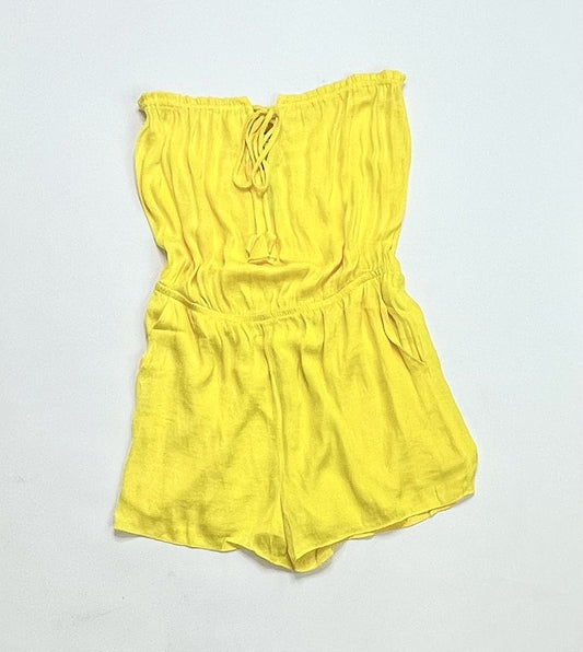 WOMENS STRAPLESS ROMPER IN YELLOW