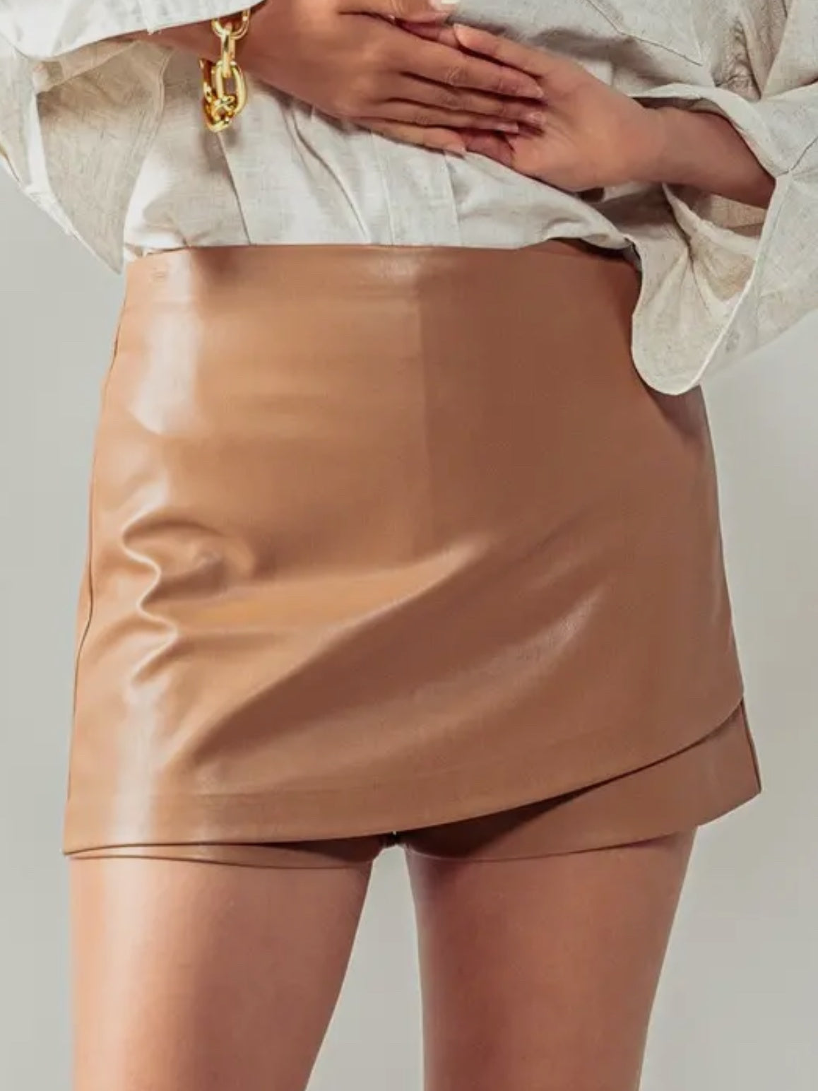 WOMENS LEATHER WRAP SHORTS