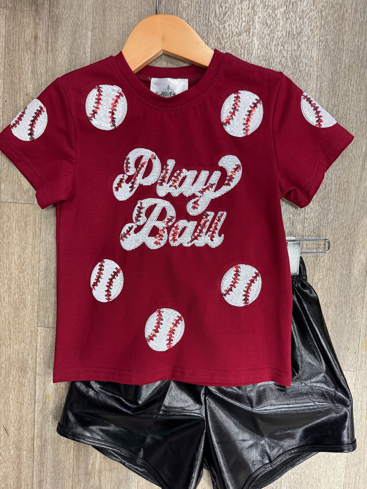 Childrens Sequin Baseball Tee