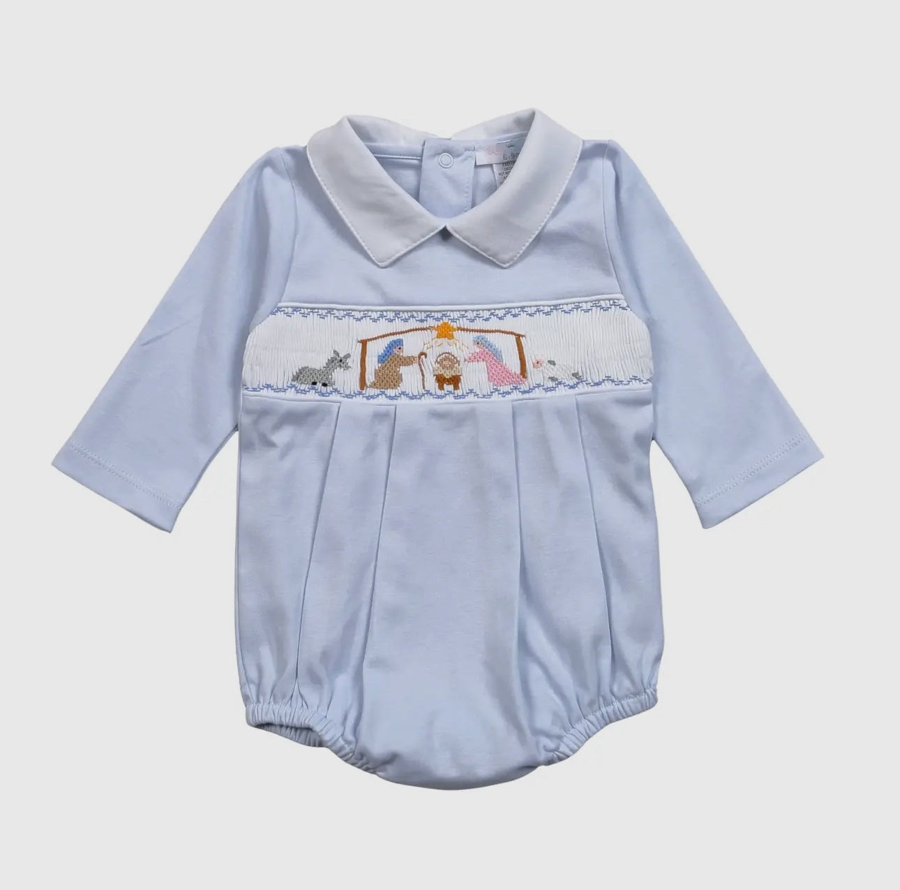 Childrens Nativity Smocked Collared Bubble