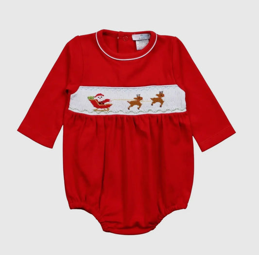 Childrens Santas Sleigh Smocked Bubble