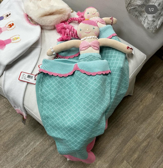 Childrens Mermaid Doll and Blanket Set