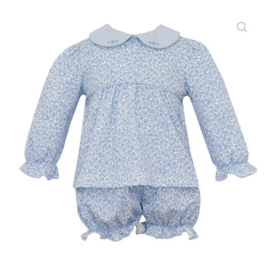 CHILDRENS BLUE LIBERTY BLOOMER SET