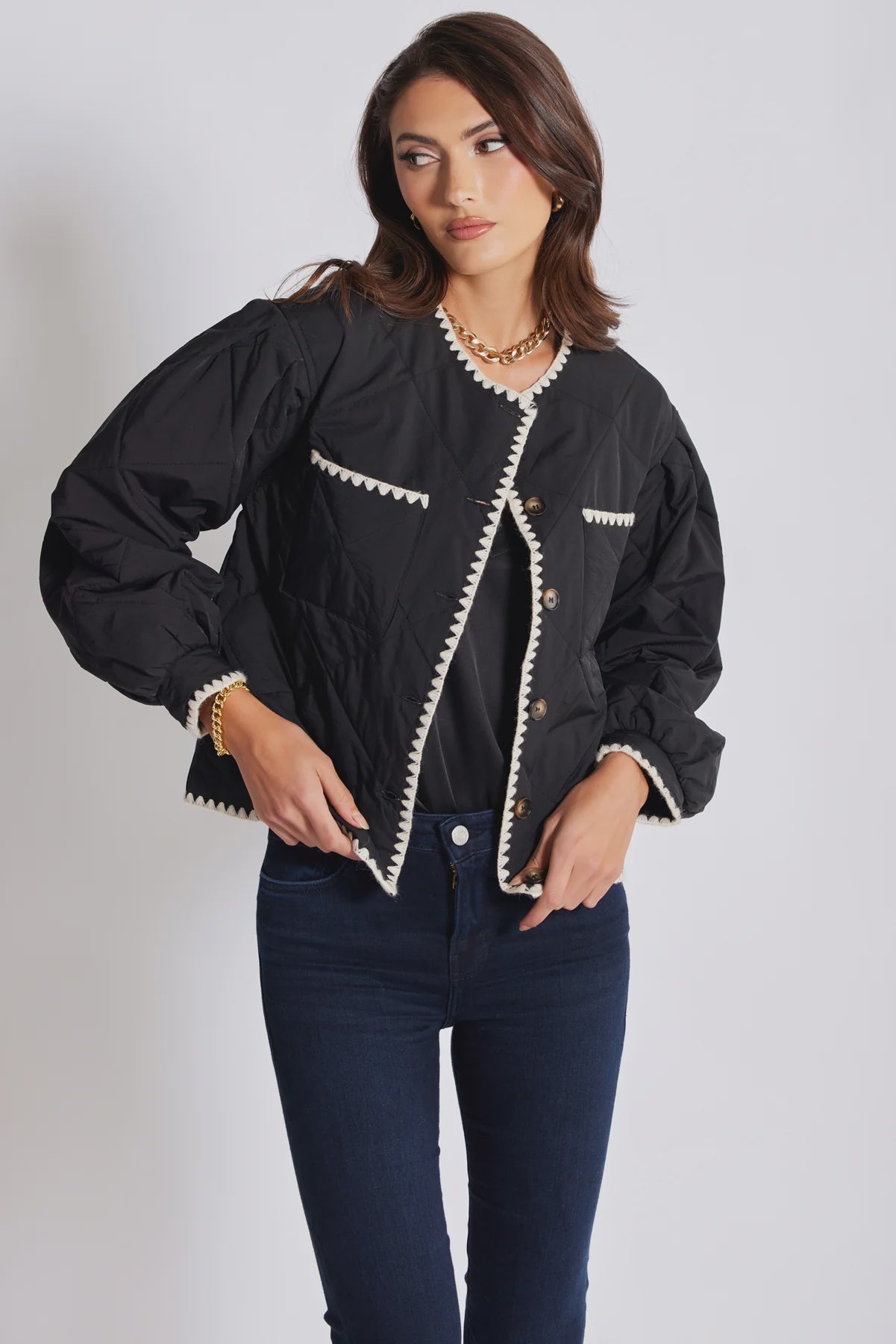 WOMENS QUILTED JACKET IN BLACK