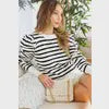 WOMENS CREW NECK STRIPE LONG SLEEVE