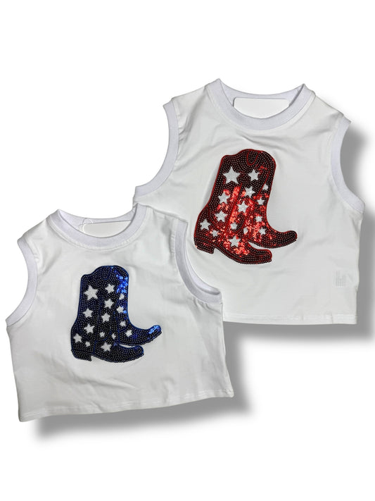 CHILDRENS SEQUIN BOOT TEE