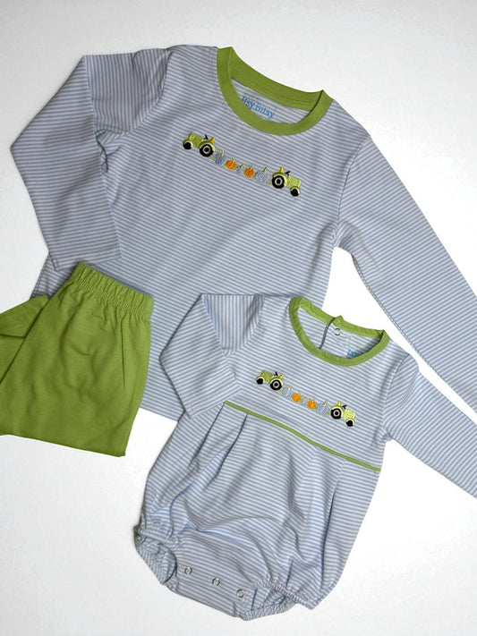CHILDRENS TRACTOR PUMPKIN PANT SET