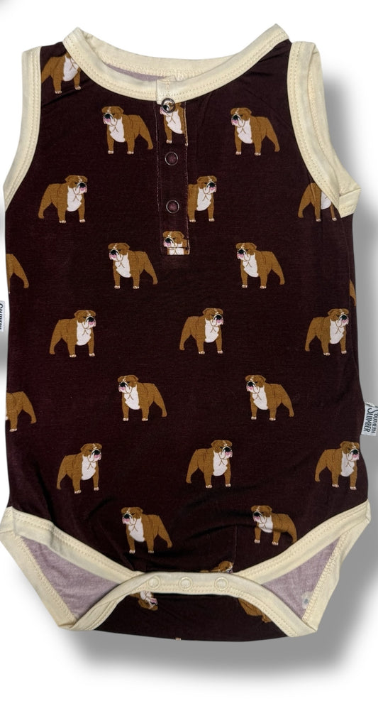 CHILDRENS BULLDOG BAMBOO ONESIE