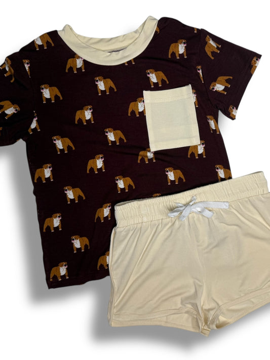 CHILDRENS BAMBOO BULLDOG SHORT SET