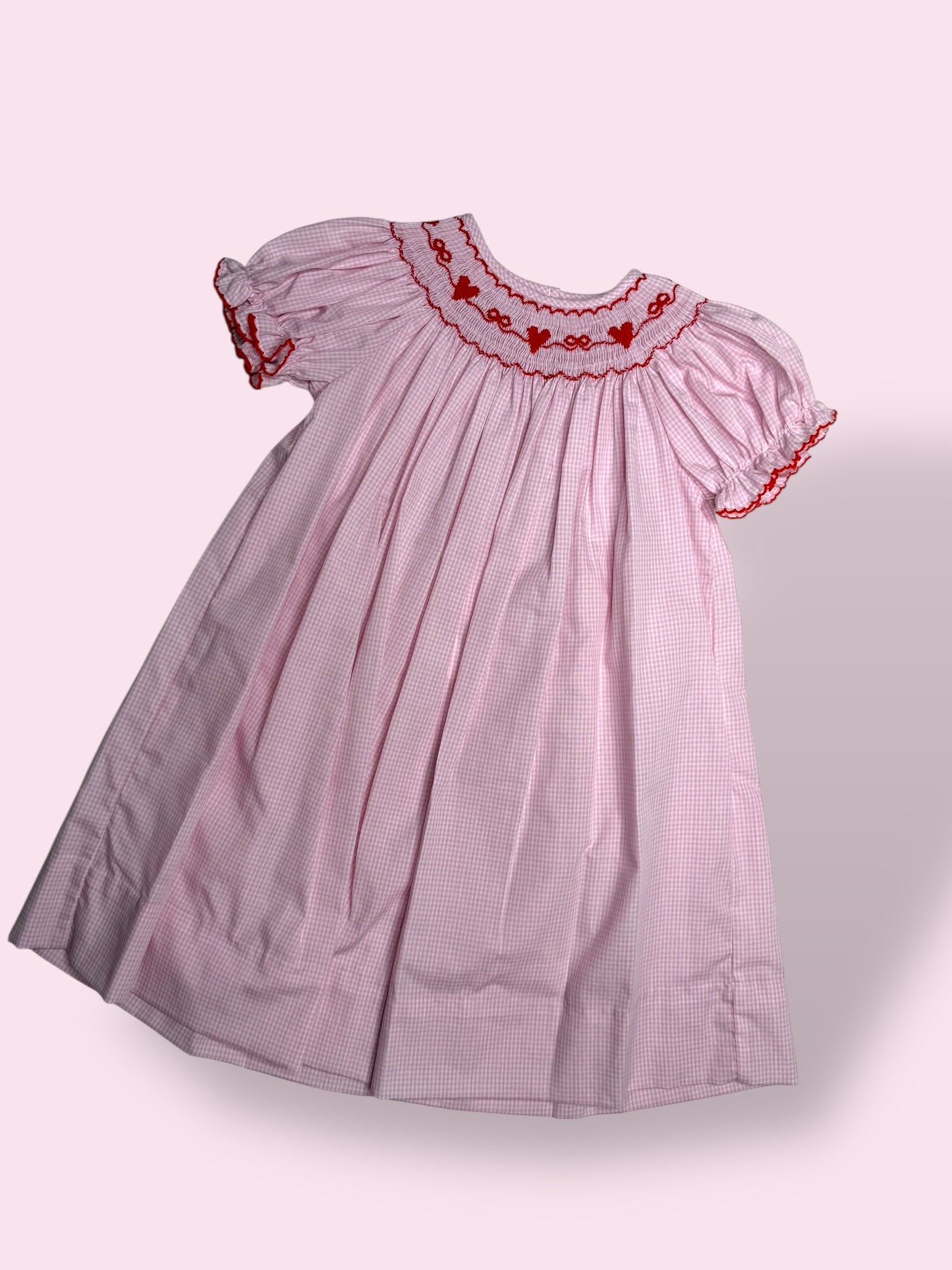 CHILDRENS VALENTINES GINGHAM DRESS