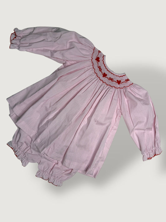 CHILDRENS VALENTINES GINGHAM BLOOMER SET