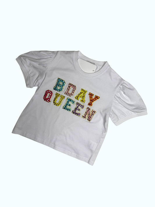 CHILDRENS BIRTHDAY QUEEN SEQUIN TOP