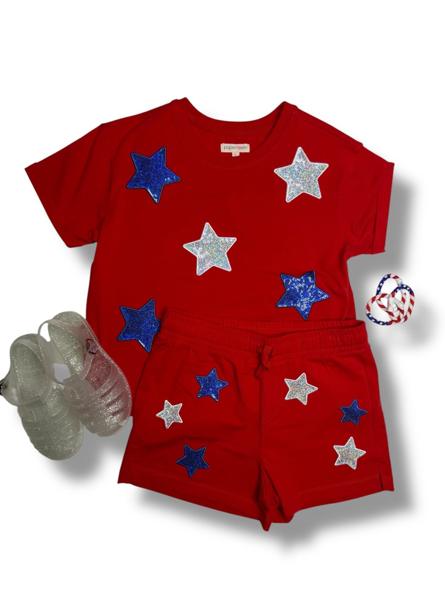 Childrens Patriotic Stars Sequuin Short
