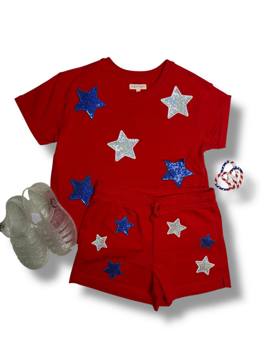 Childrens Patriotic Stars Sequuin Short