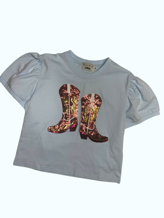 CHILDRENS SEQUIN BOOT TOP