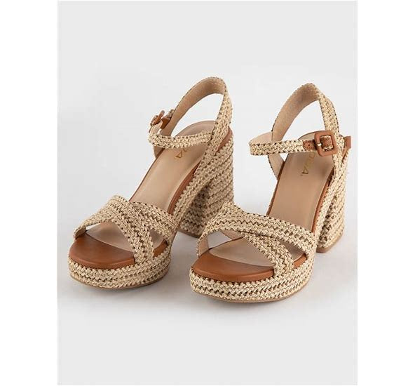 WOMENS-RAFFIA WEDGE HEEL