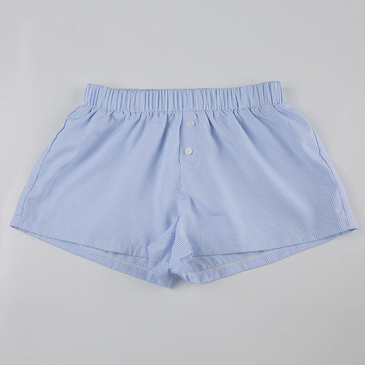 WOMENS STRIPED PULL ON SHORTS IN BLUE