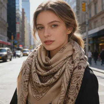 WOMENS BANDANA SCARF IN TAUPE