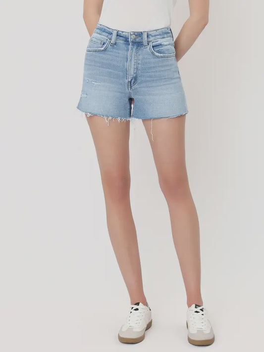 WOMENS HIGH RISE DENIM SHORTS