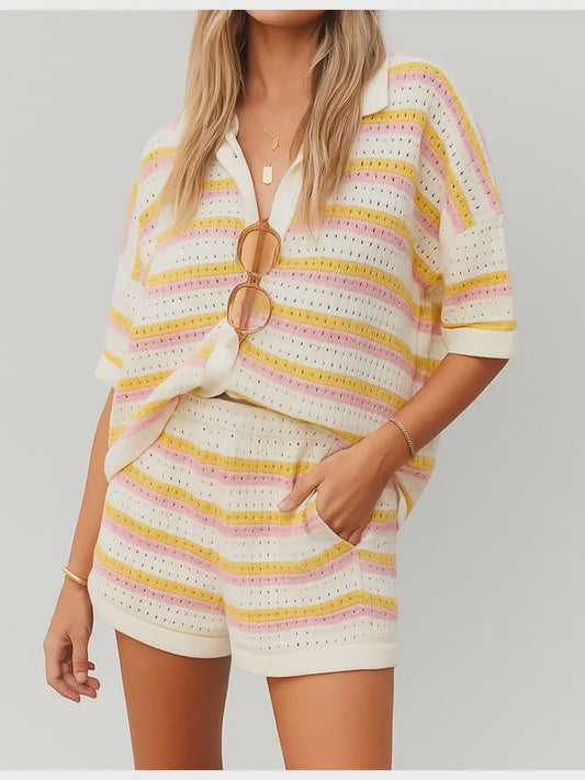 WOMENS COLOR BLOCK KNIT SET