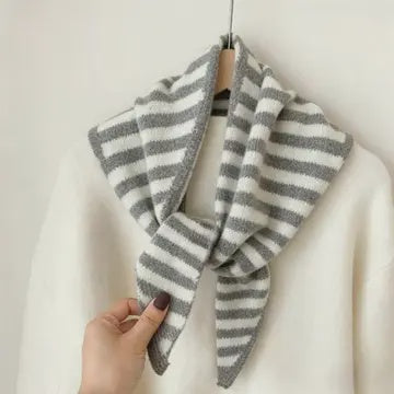 WOMENS STRIPED GREY SCARF