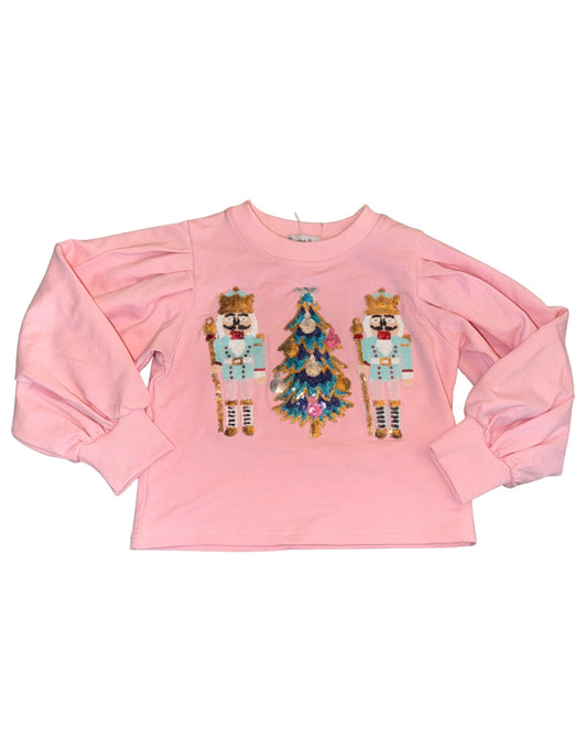 CHILDRENS PINK SEQUIN NUTCRACKER SWEATSHIRT
