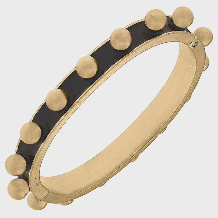 WOMENS CHUNKY STUDDED BANGLE IN BLACK