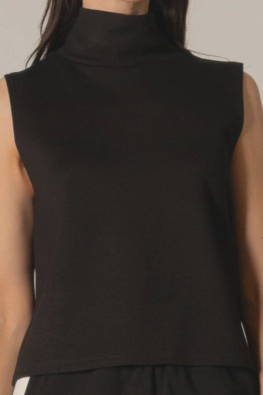 WOMENS BLACK COWL NECK SLEEVELESS LAYERING TOP