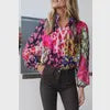 WOMENS Leopard Color Block Blouse