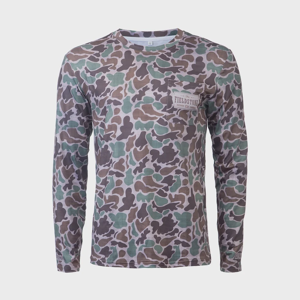 Childrens Dry Fit Pocket LS Camo Tee