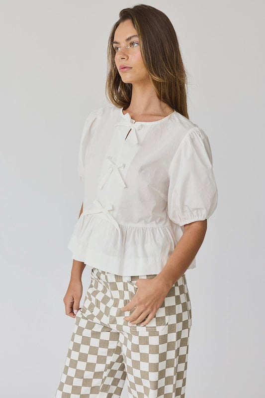 WOMENS HALIEY BOW TOP IN WHITE